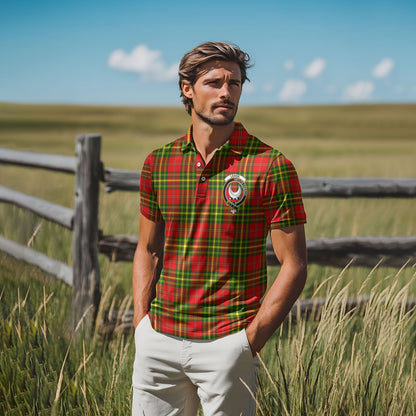 Clan Leask Tartan Golf Men Polo Shirt Crest And Plaid Basic Style