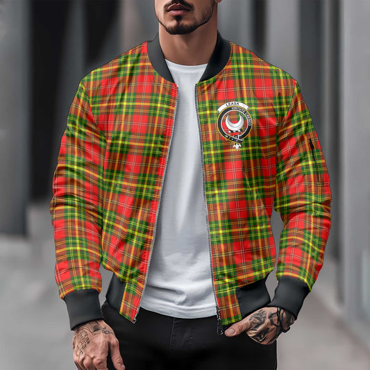 Clan Leask Tartan Men Bomber Jacket Crest And Plaid Basic Style