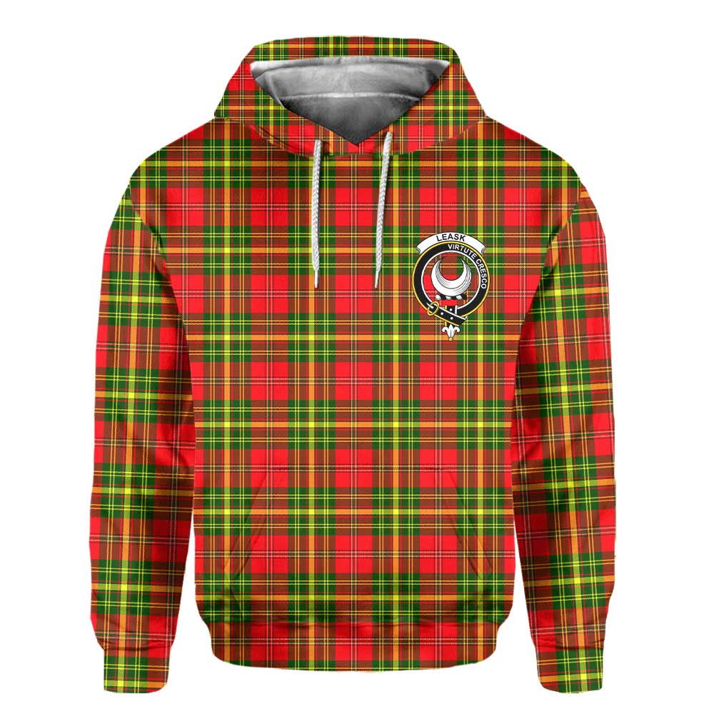 Clan Leask Tartan Men Hoodie Crest And Plaid Basic Style