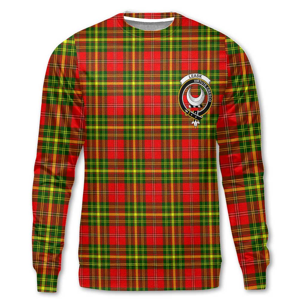 Clan Leask Tartan Men Sweatshirt Crest And Plaid Basic Style