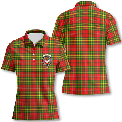 Clan Leask Tartan Women Polo Shirt Crest And Plaid Basic Style