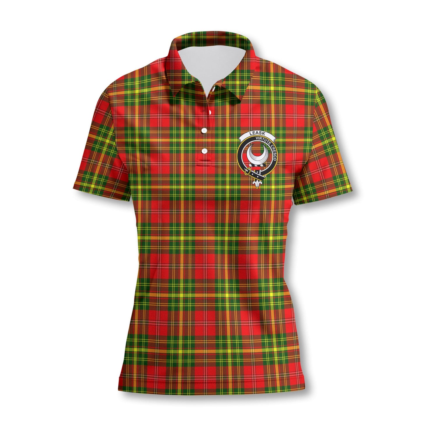 Clan Leask Tartan Women Polo Shirt Crest And Plaid Basic Style