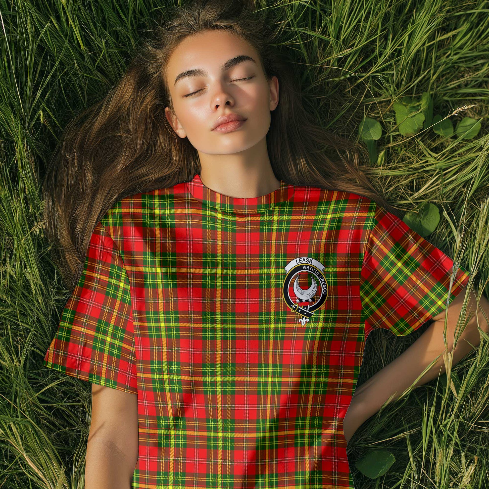 Clan Leask Tartan Women T Shirt Crest And Plaid Basic Style