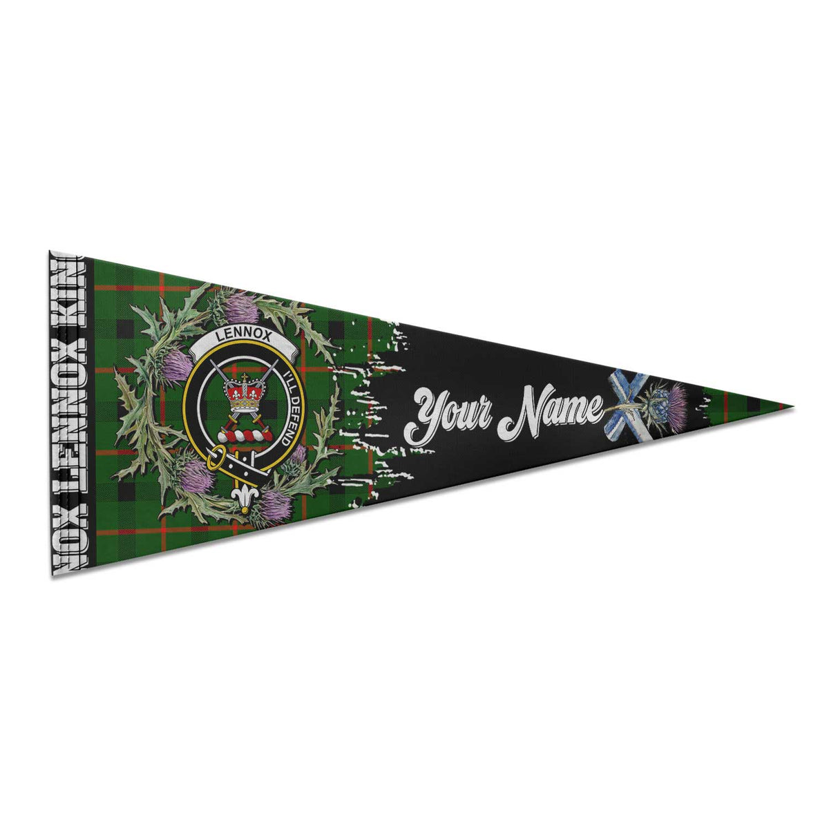 Clan Lennox Lennox Kincaid Tartan Felt Pennant Crest And Plaid Basic Style