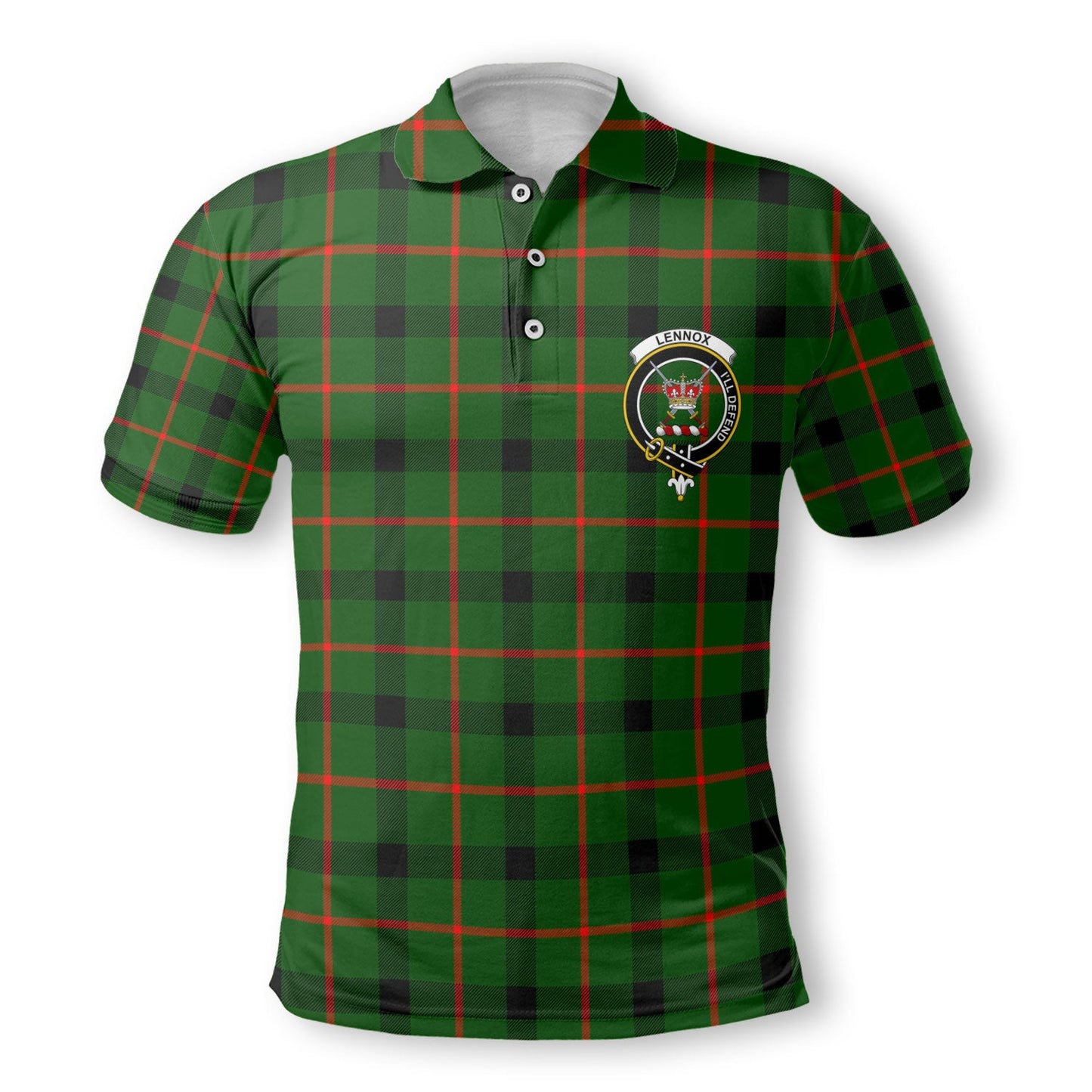 Clan Lennox Lennox Kincaid Tartan Golf Men Polo Shirt Crest And Plaid Basic Style