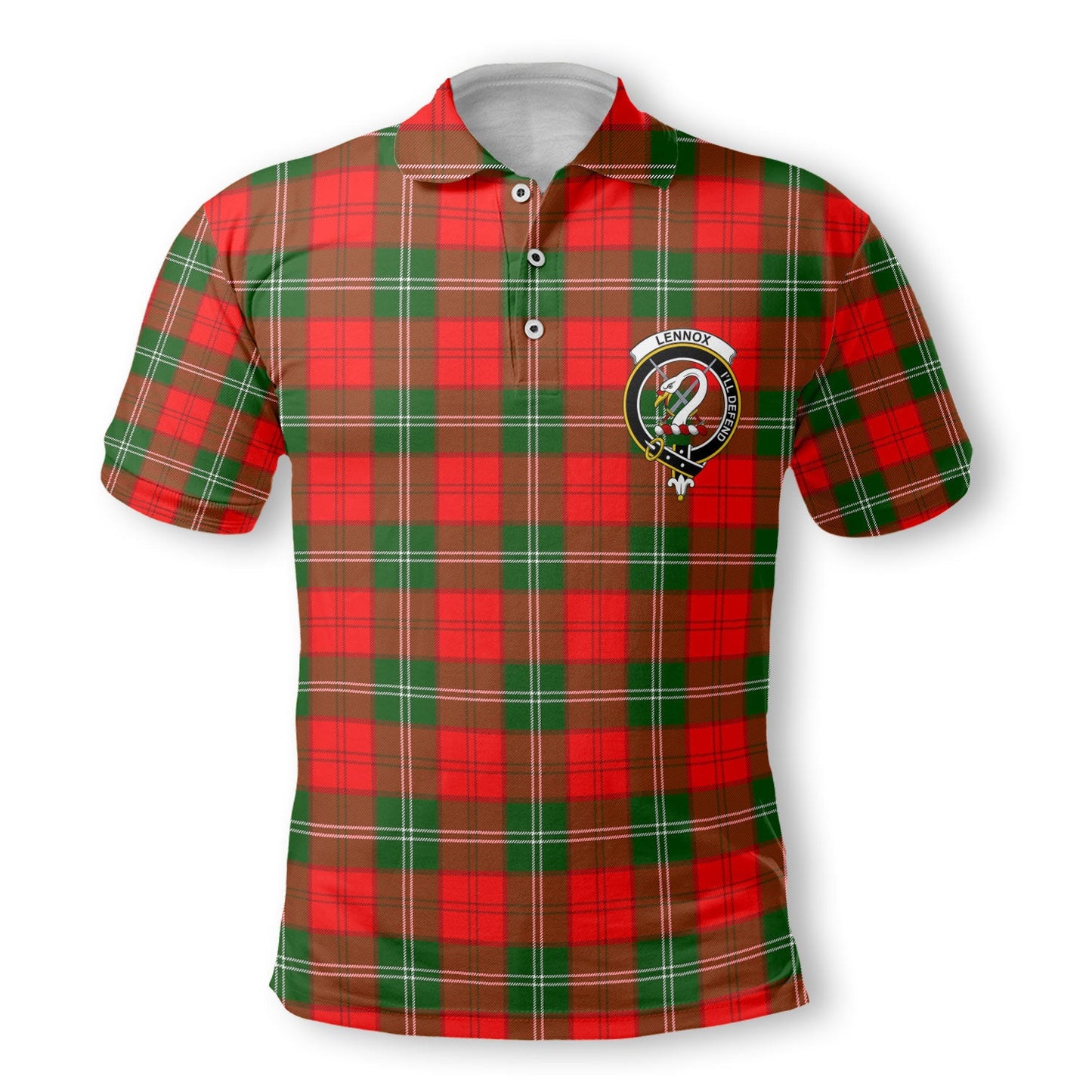 Clan Lennox Tartan Golf Men Polo Shirt Crest And Plaid Basic Style