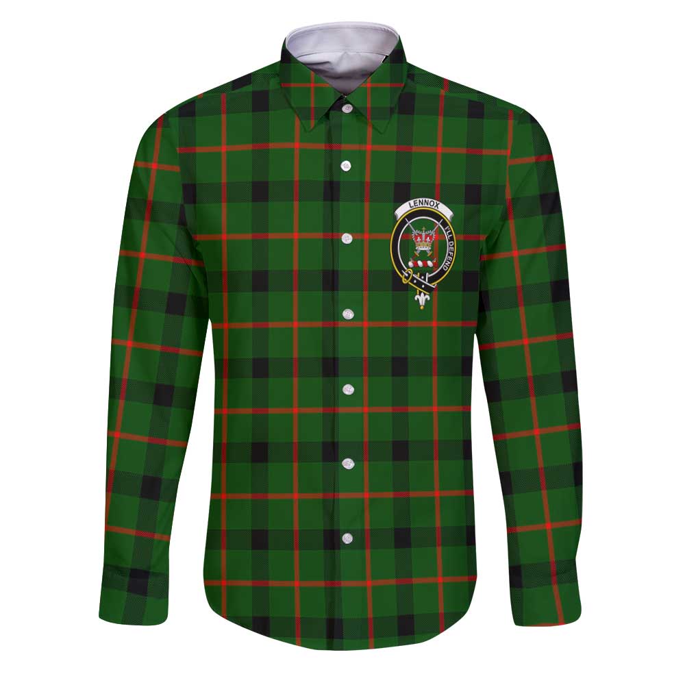 Clan Lennox Tartan Long Sleeve Button Shirt Crest And Plaid Basic Style