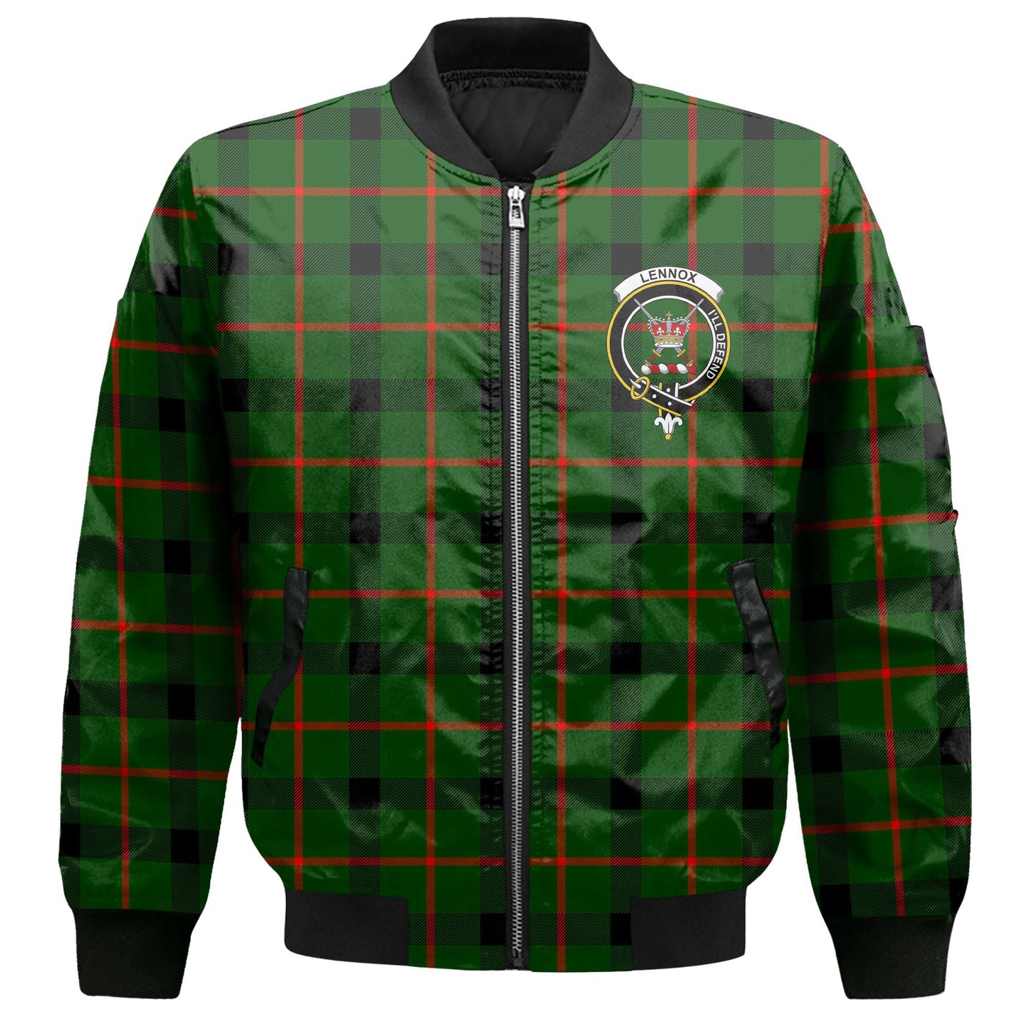 Clan Lennox Tartan Men Bomber Jacket Crest And Plaid Basic Style