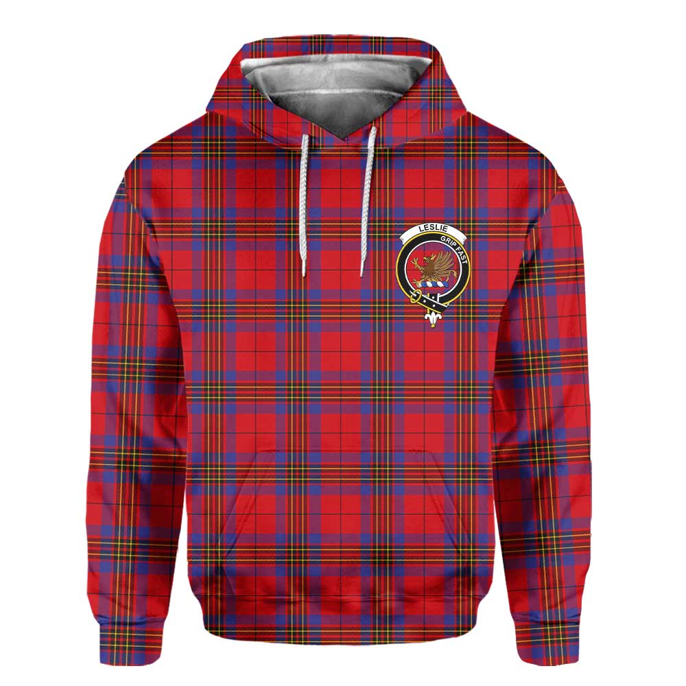 Clan Leslie Tartan Men Hoodie Crest And Plaid Basic Style