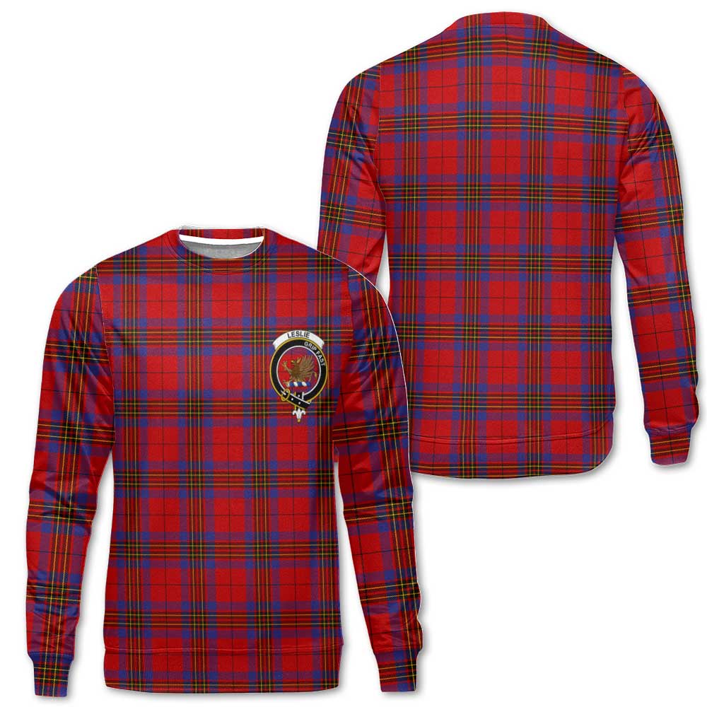 Clan Leslie Tartan Men Sweatshirt Crest And Plaid Basic Style