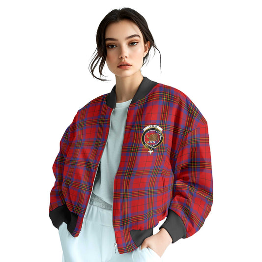 Clan Leslie Tartan Women Bomber Jacket Crest And Plaid Basic Style