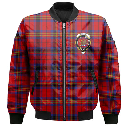 Clan Leslie Tartan Women Bomber Jacket Crest And Plaid Basic Style