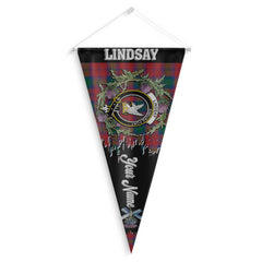 Clan Lindsay Tartan Felt Pennant Crest And Plaid Basic Style