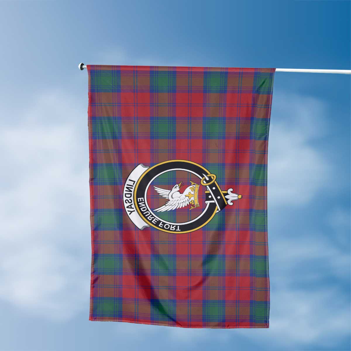 Clan Lindsay Tartan Flag Crest And Plaid Basic Style