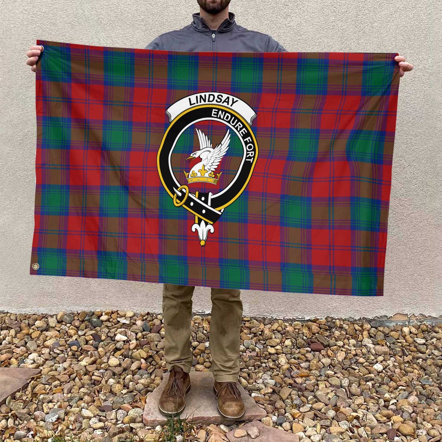 Clan Lindsay Tartan Flag 1 Crest And Plaid Basic Style Tartan House Flag Crest And Plaid Basic Style