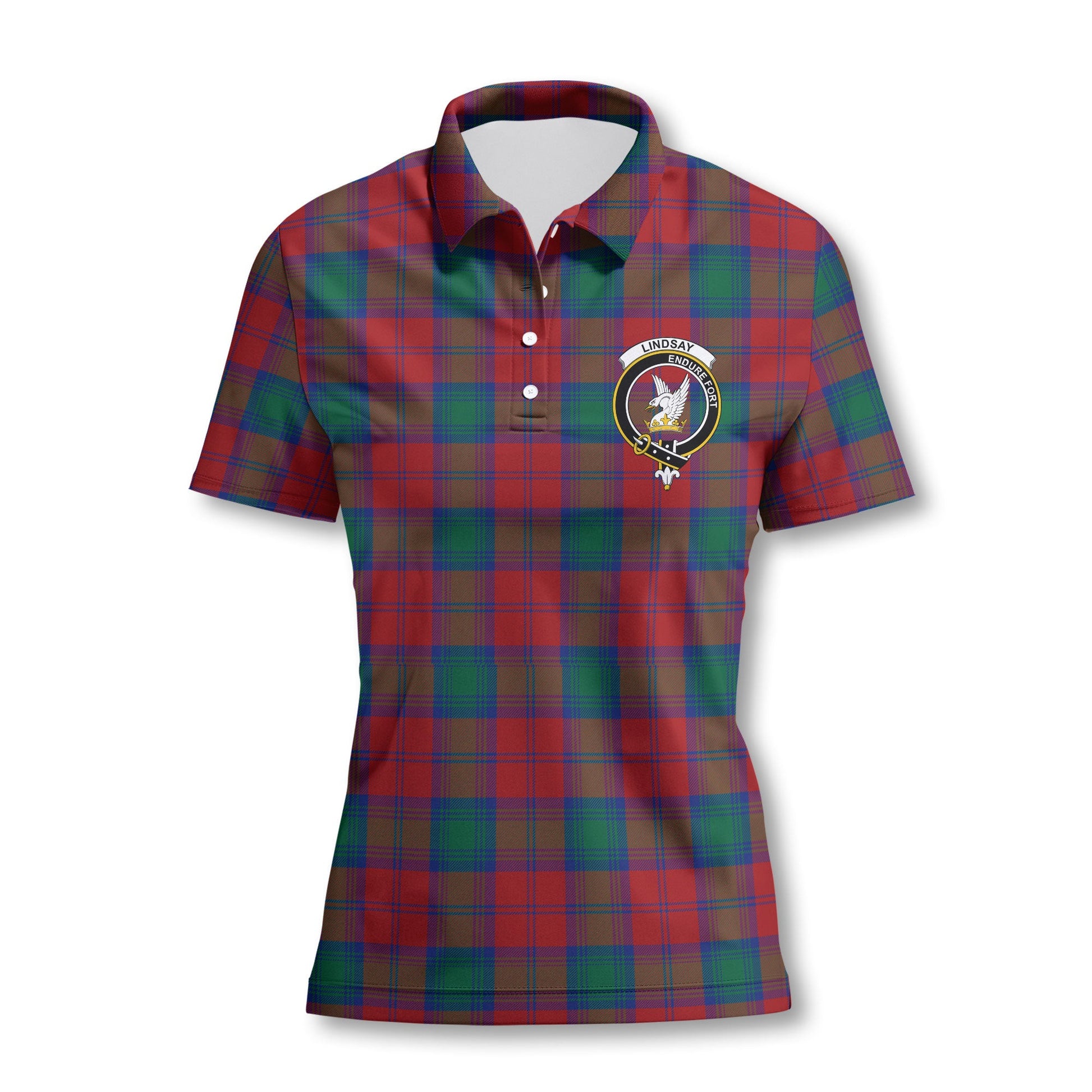 Clan Lindsay Tartan Women Polo Shirt Crest And Plaid Basic Style