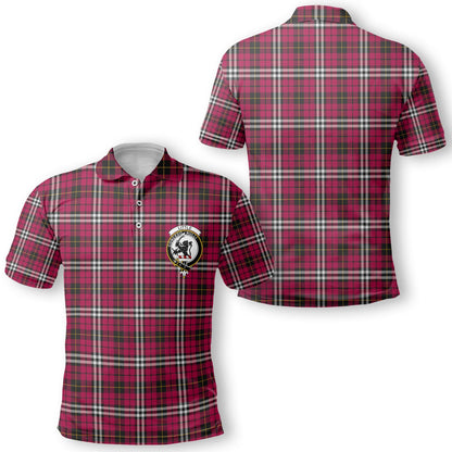 Clan Little Tartan Golf Men Polo Shirt Crest And Plaid Basic Style