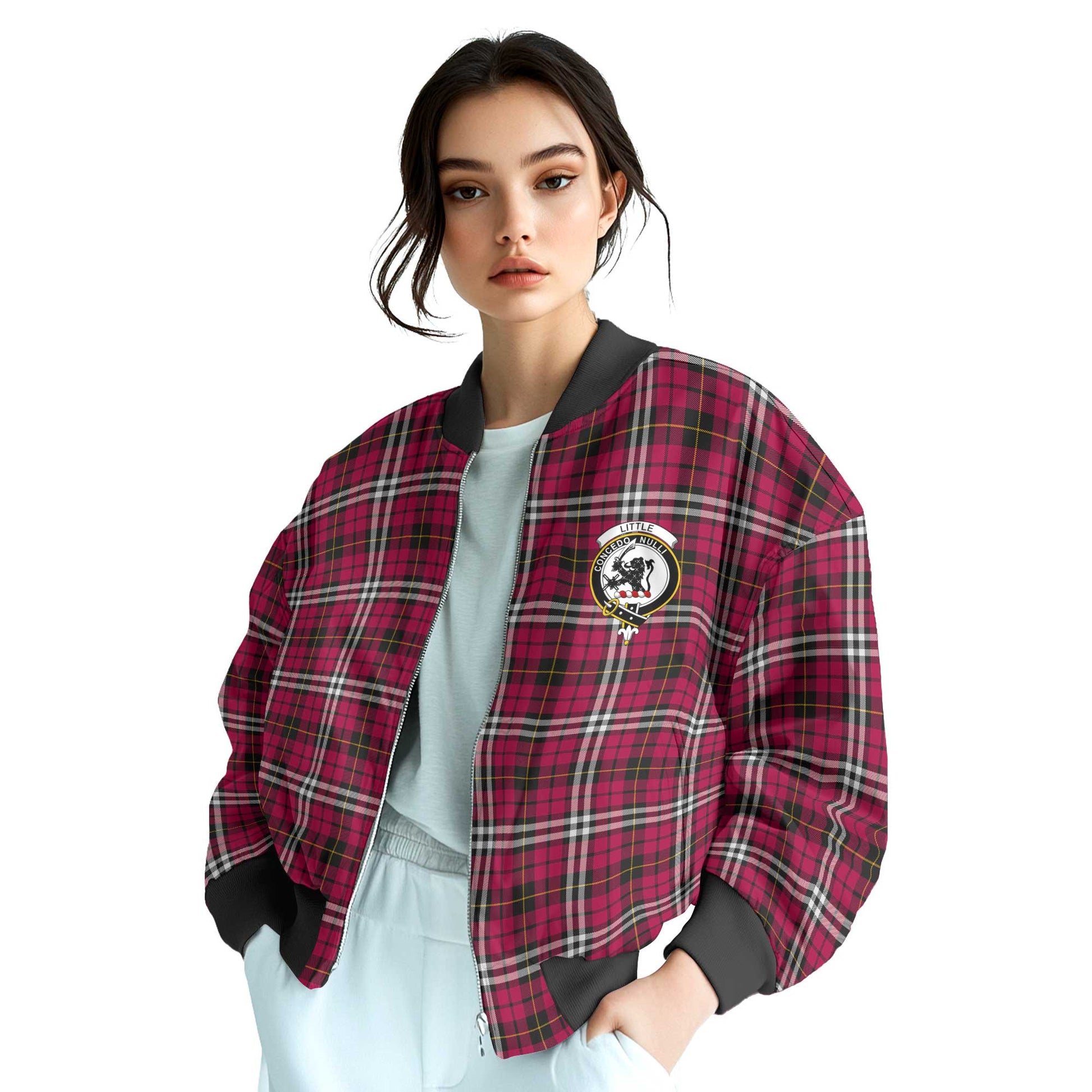 Clan Little Tartan Women Bomber Jacket Crest And Plaid Basic Style