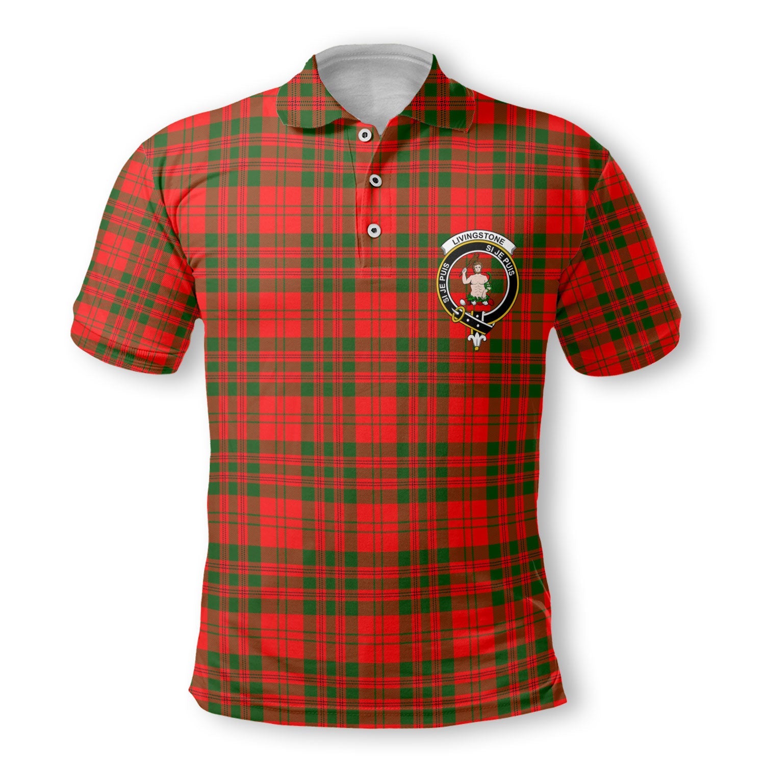 Clan Livingstone Tartan Golf Men Polo Shirt Crest And Plaid Basic Style