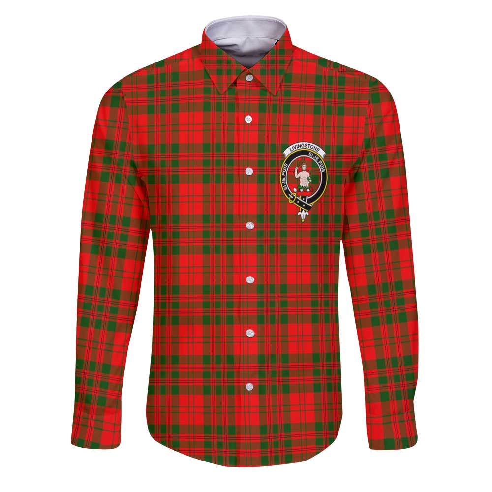 Clan Livingstone Tartan Long Sleeve Button Shirt Crest And Plaid Basic Style