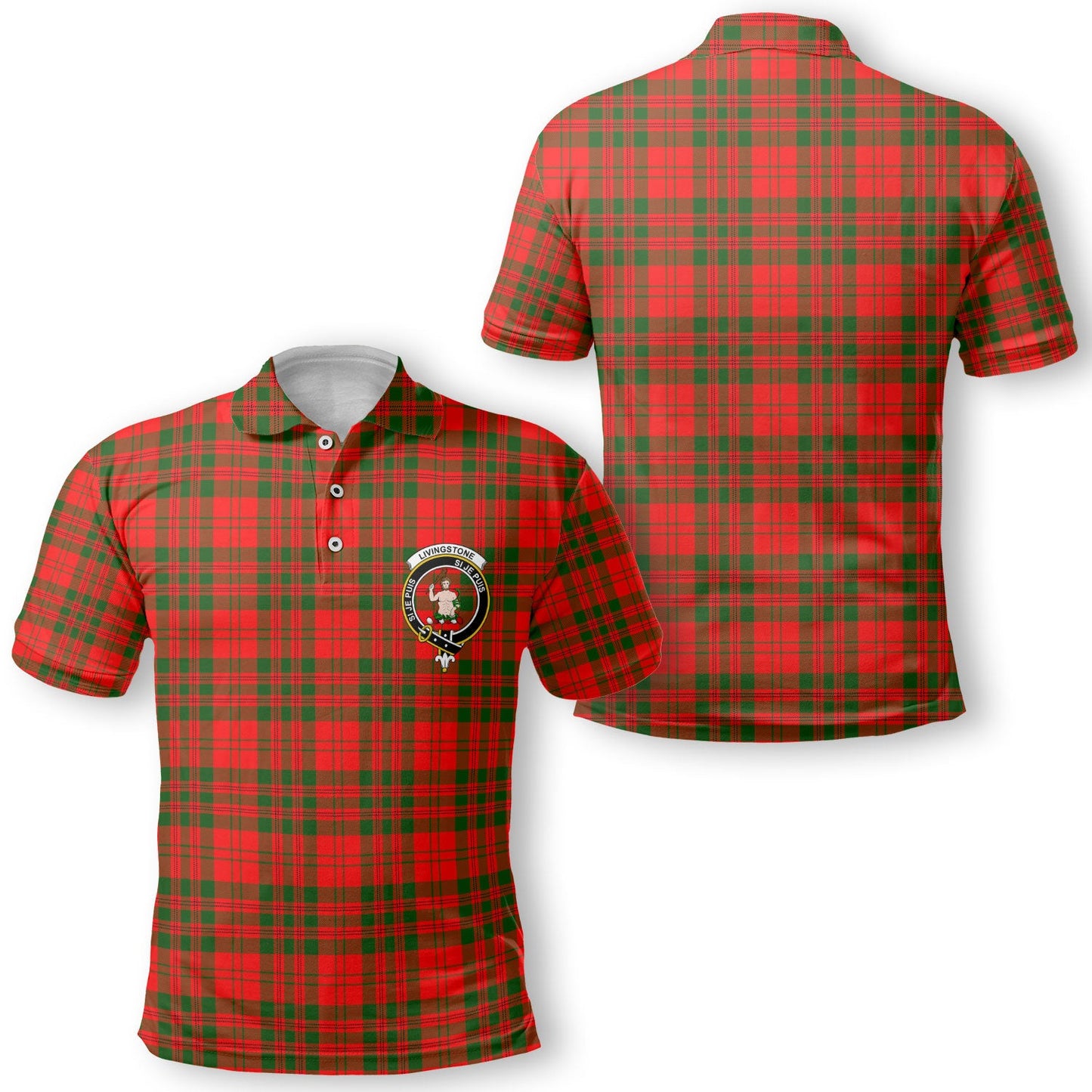 Clan Livingstone Tartan Men Polo Shirt Crest And Plaid Basic Style