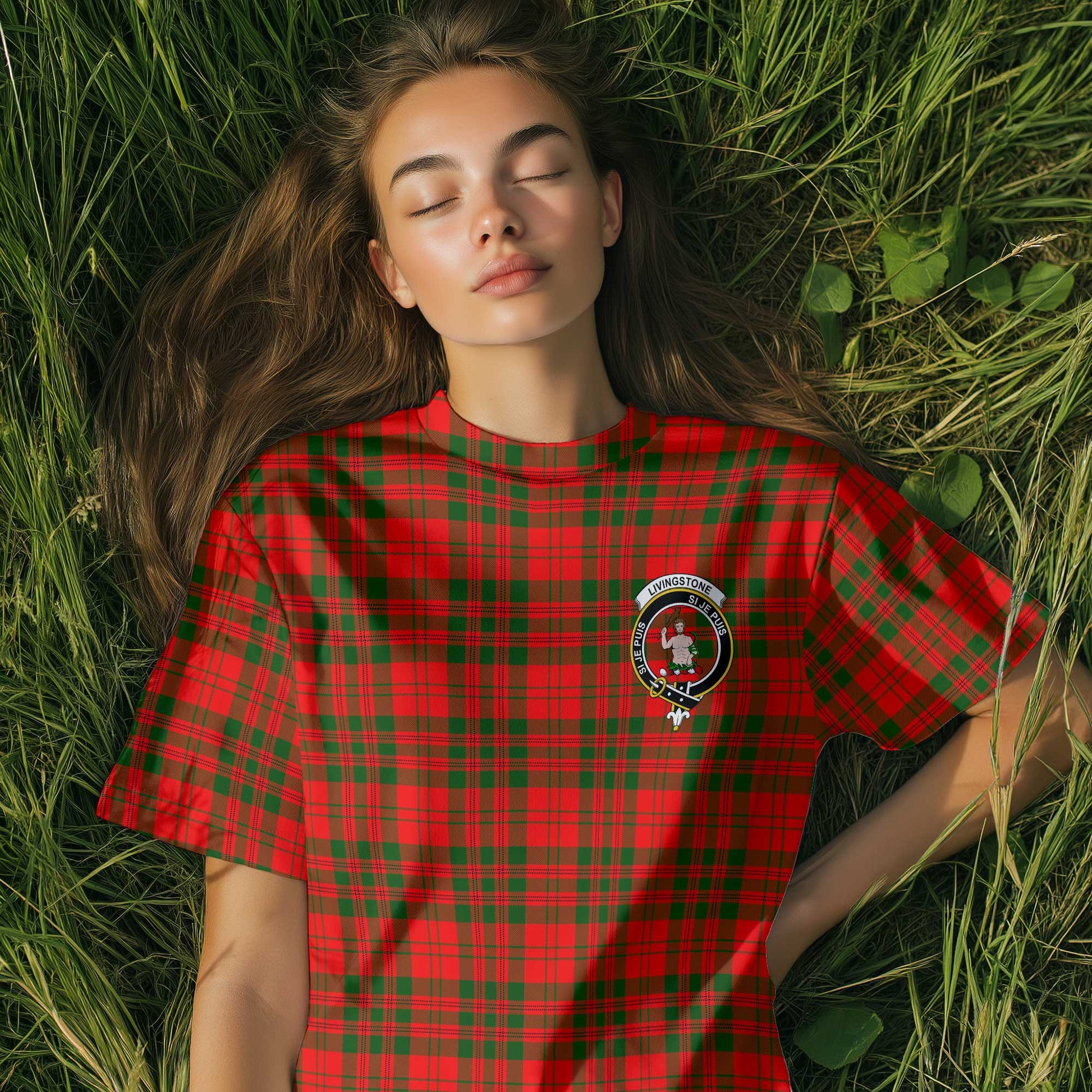 Clan Livingstone Tartan Women T Shirt Crest And Plaid Basic Style