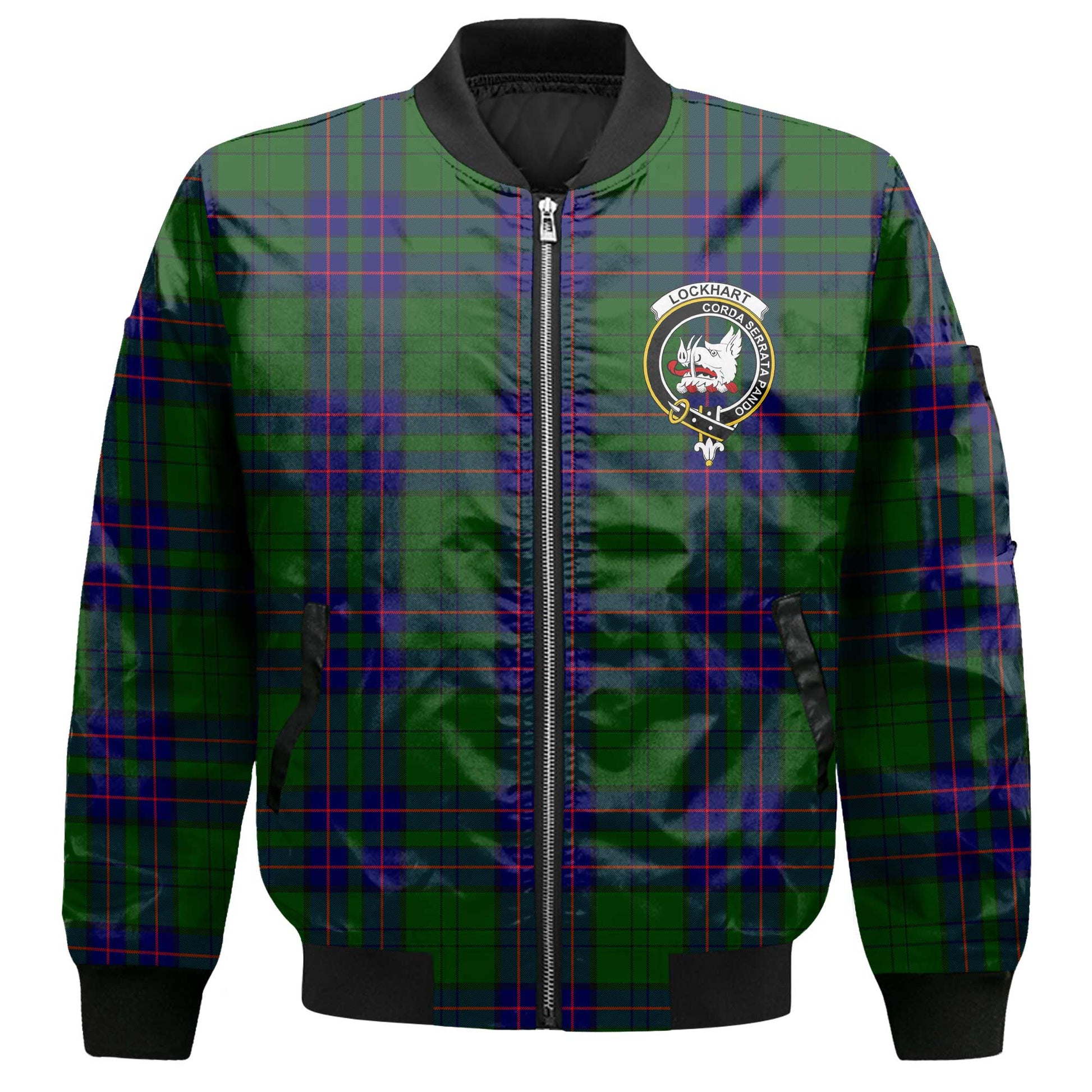 Clan Lockhart Tartan Men Bomber Jacket Crest And Plaid Basic Style