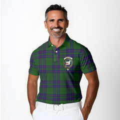 Clan Lockhart Tartan Men Polo Shirt Crest And Plaid Basic Style