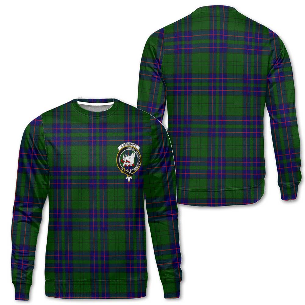 Clan Lockhart Tartan Men Sweatshirt Crest And Plaid Basic Style