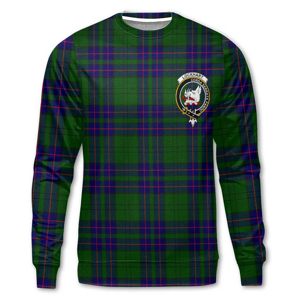 Clan Lockhart Tartan Men Sweatshirt Crest And Plaid Basic Style