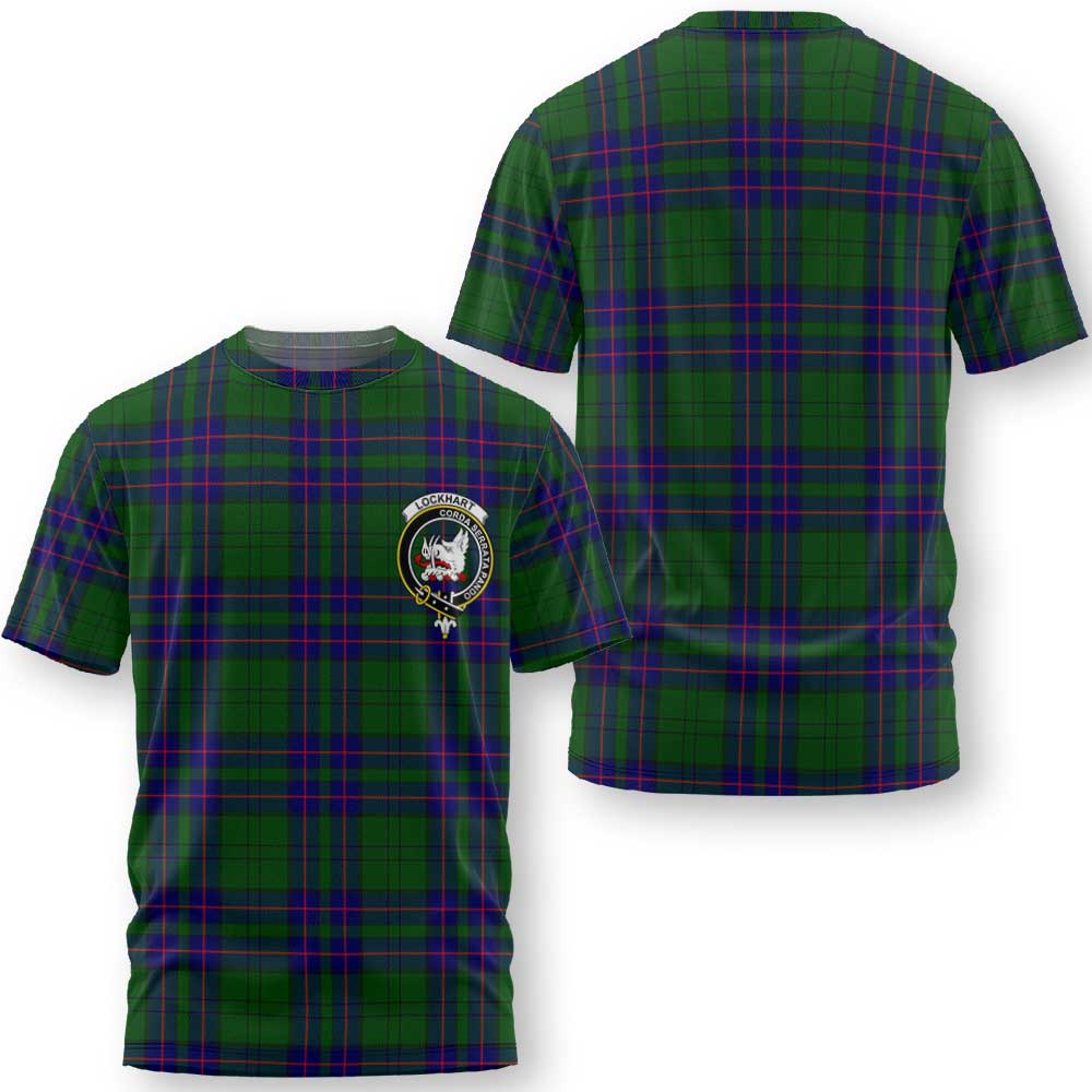 Clan Lockhart Tartan Men T Shirt Crest And Plaid Basic Style