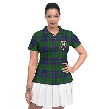 Clan Lockhart Tartan Women Polo Shirt Crest And Plaid Basic Style