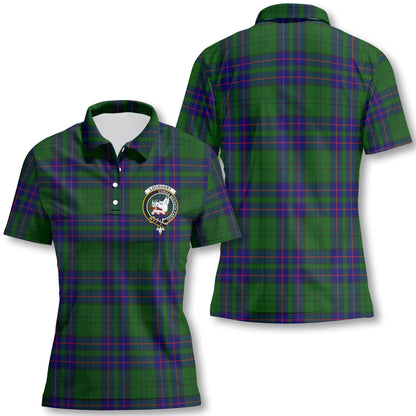 Clan Lockhart Tartan Women Polo Shirt Crest And Plaid Basic Style