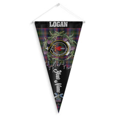 Clan Logan Tartan Felt Pennant Crest And Plaid Basic Style