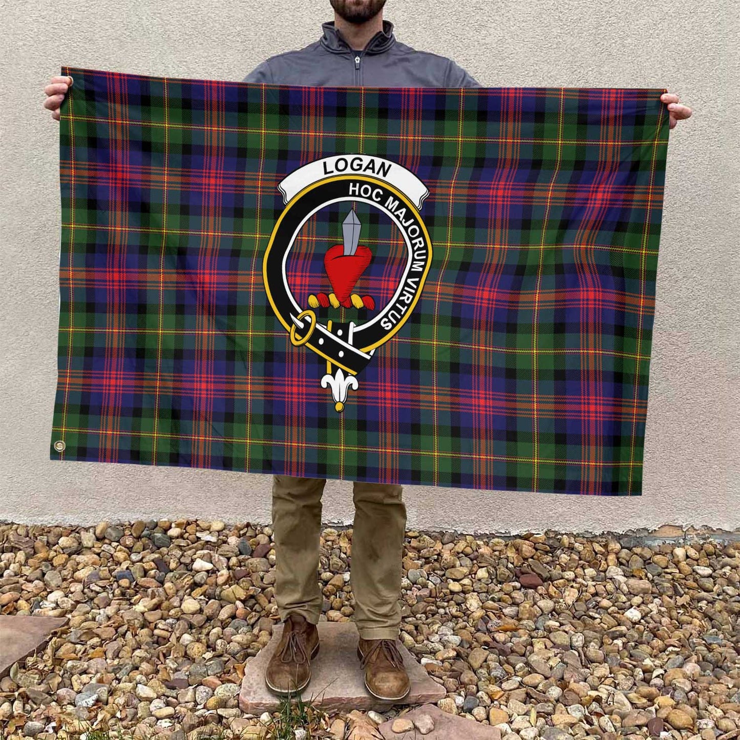 Clan Logan Tartan Flag Crest And Plaid Basic Style