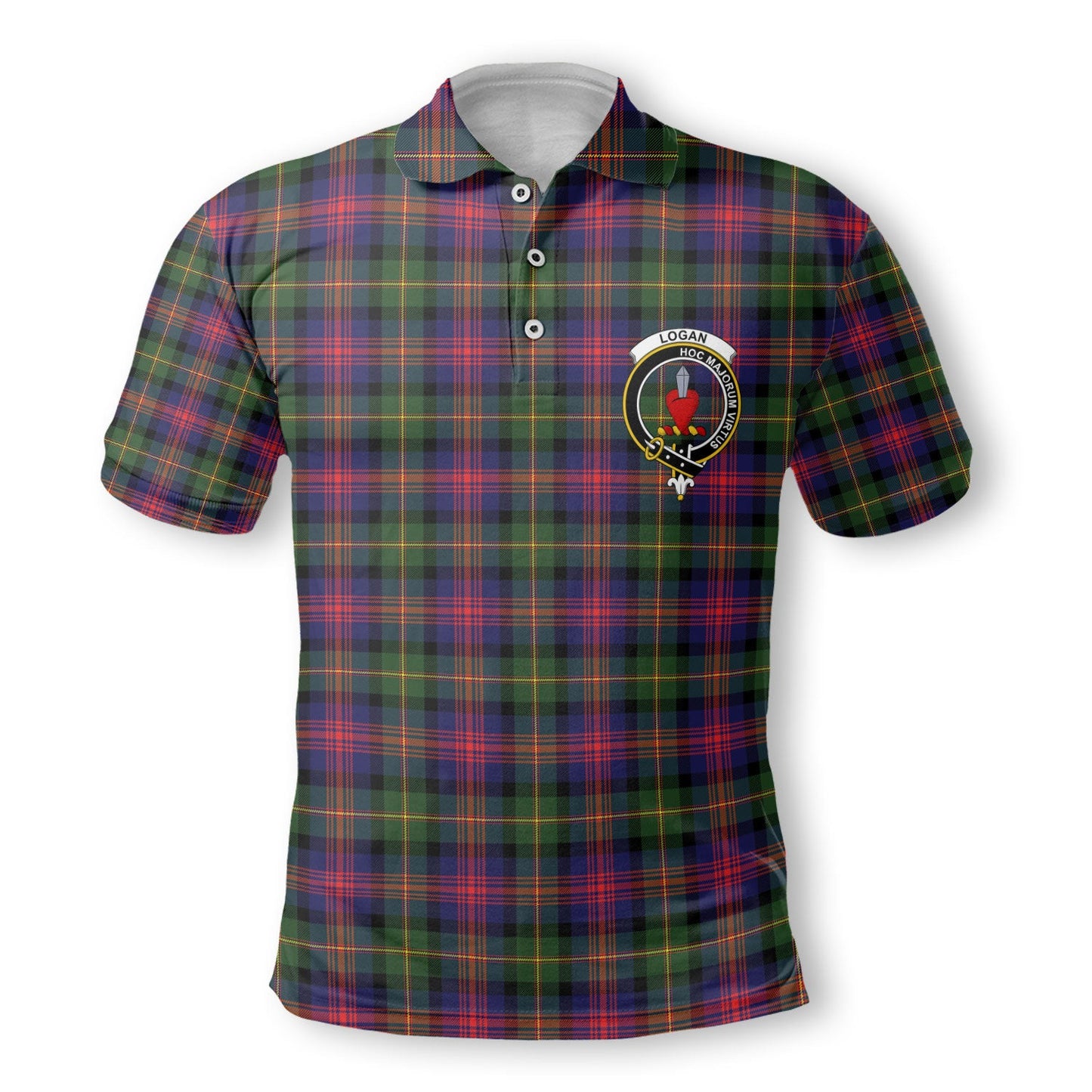 Clan Logan Tartan Golf Men Polo Shirt Crest And Plaid Basic Style