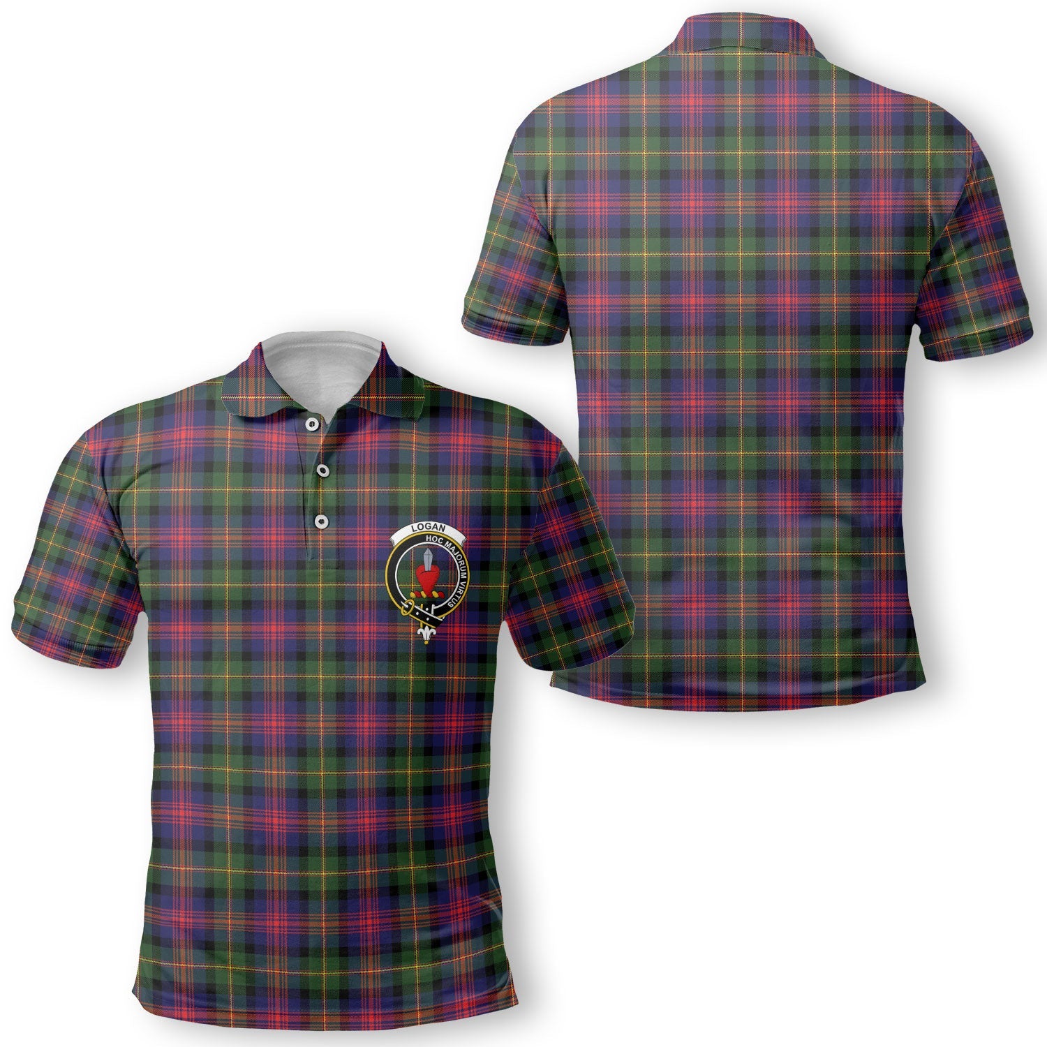 Clan Logan Tartan Men Polo Shirt Crest And Plaid Basic Style