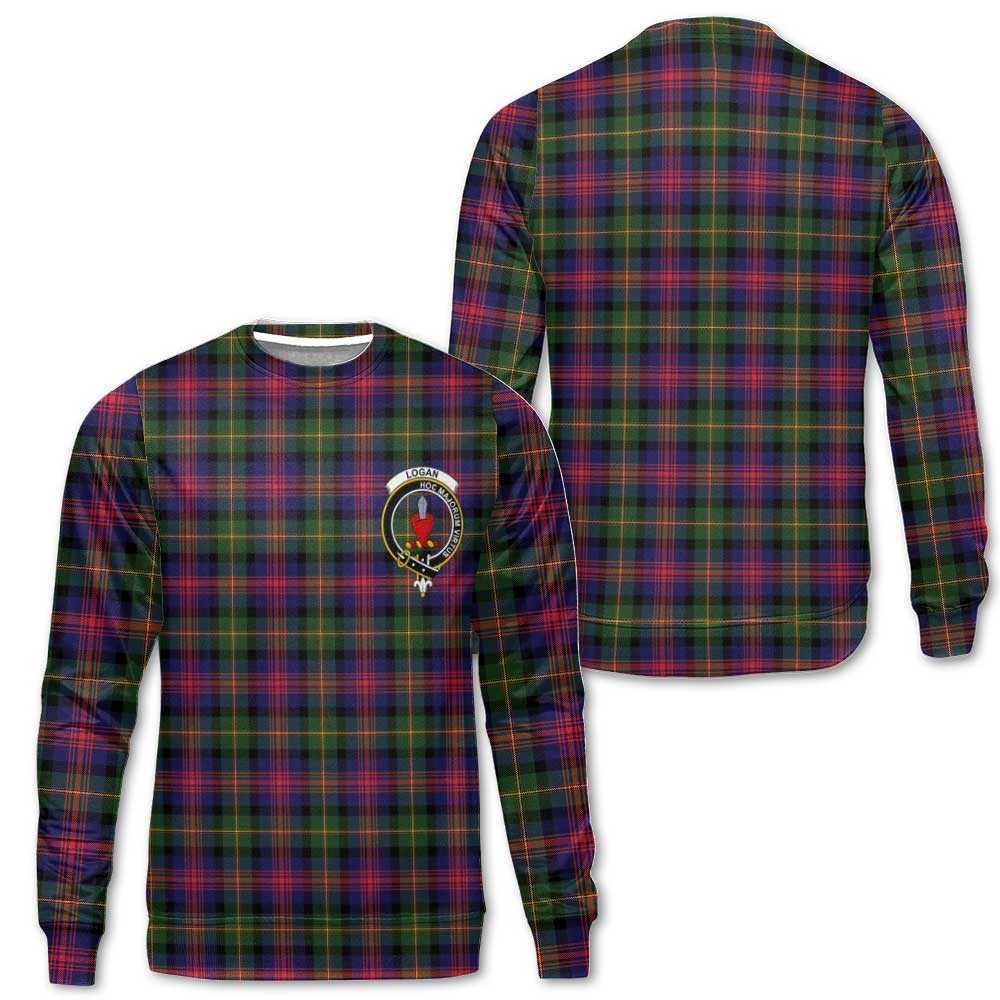 Clan Logan Tartan Men Sweatshirt Crest And Plaid Basic Style