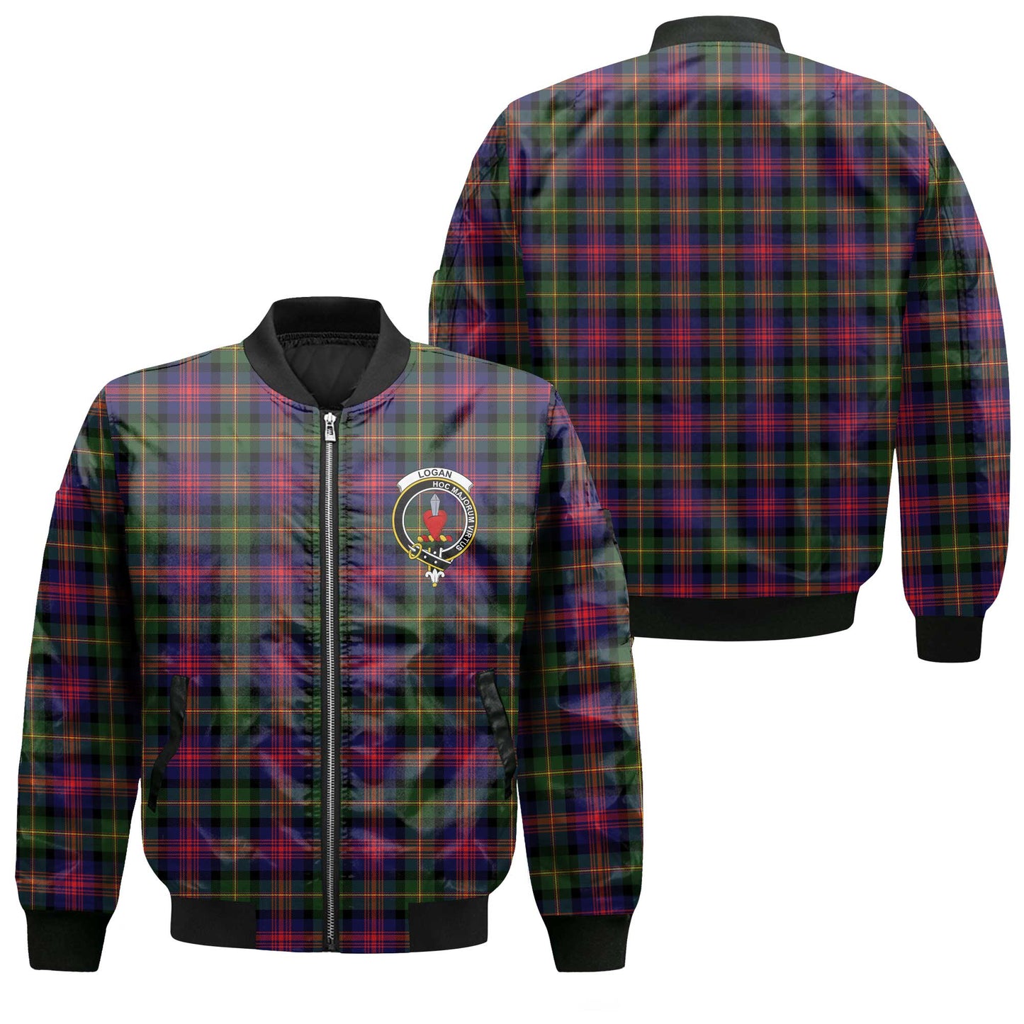 Clan Logan Tartan Women Bomber Jacket Crest And Plaid Basic Style