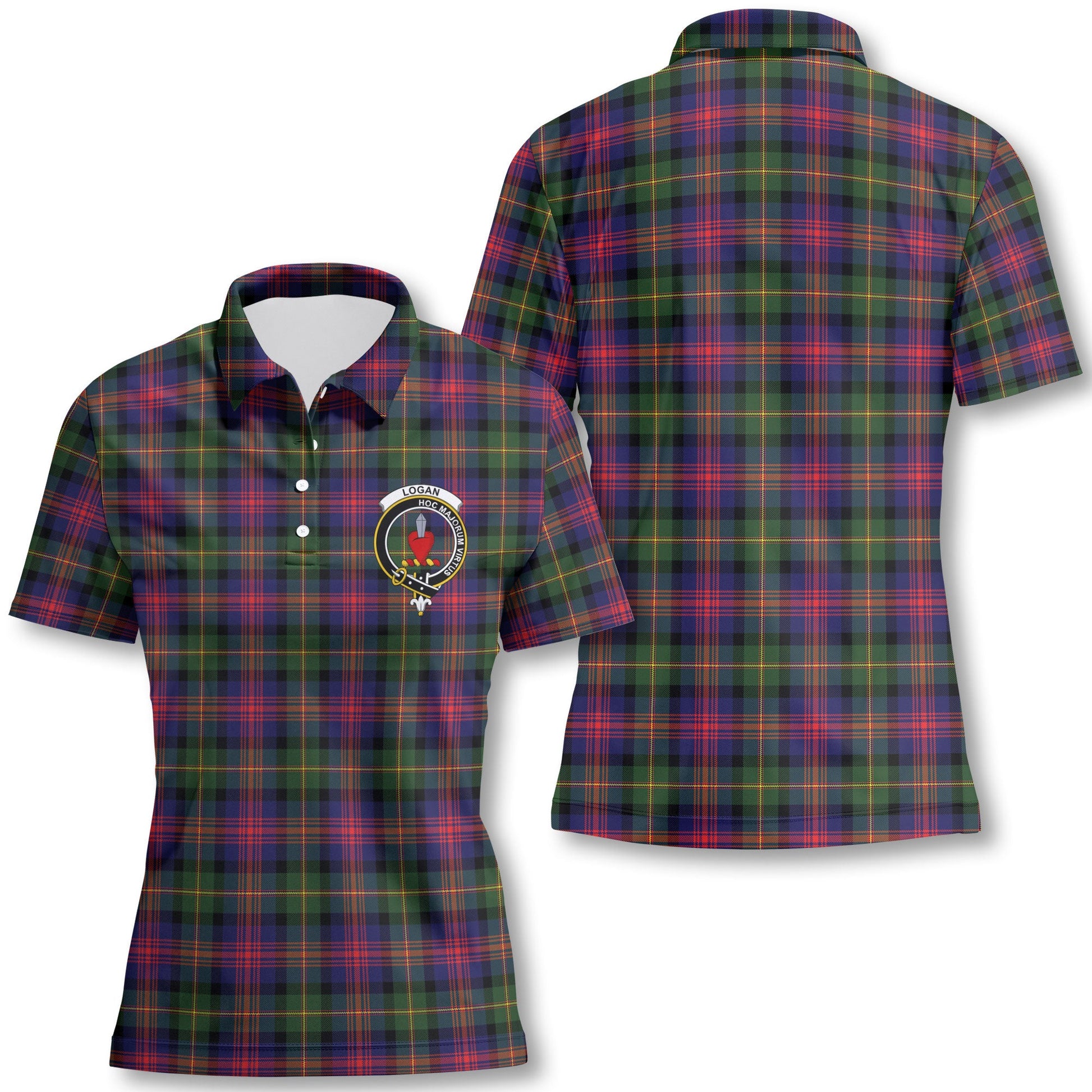 Clan Logan Tartan Women Polo Shirt Crest And Plaid Basic Style