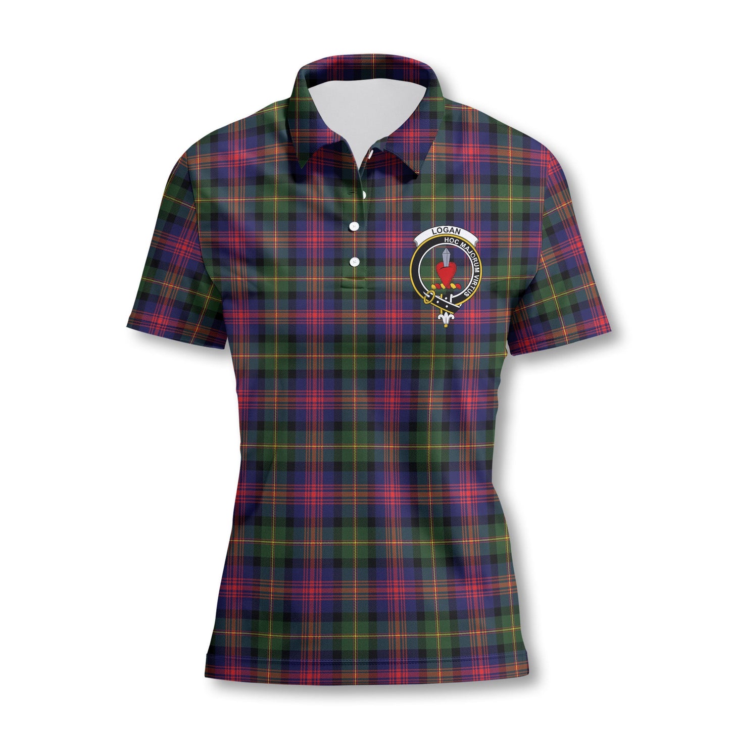 Clan Logan Tartan Women Polo Shirt Crest And Plaid Basic Style