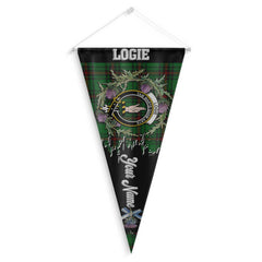 Clan Logie Tartan Felt Pennant Crest And Plaid Basic Style