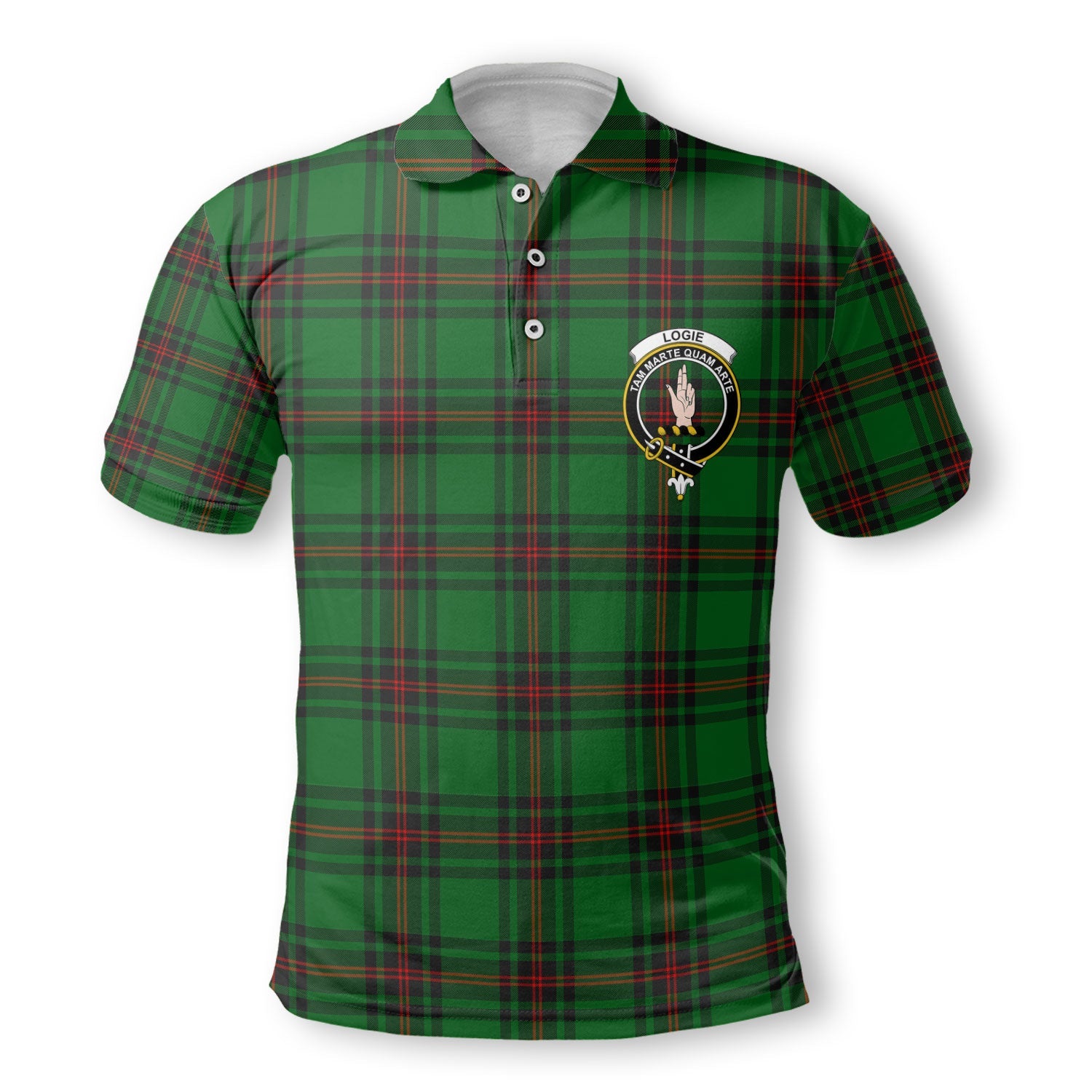 Clan Logie Tartan Golf Men Polo Shirt Crest And Plaid Basic Style