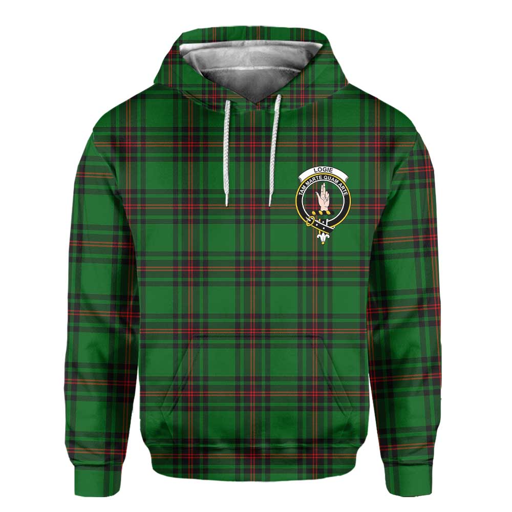 Clan Logie Tartan Men Hoodie Crest And Plaid Basic Style