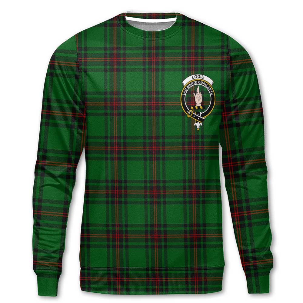 Clan Logie Tartan Women Sweatshirt Crest And Plaid Basic Style