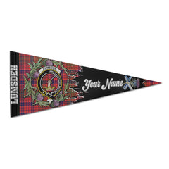 Clan Lumsden Tartan Felt Pennant Crest And Plaid Basic Style