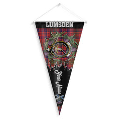 Clan Lumsden Tartan Felt Pennant Crest And Plaid Basic Style