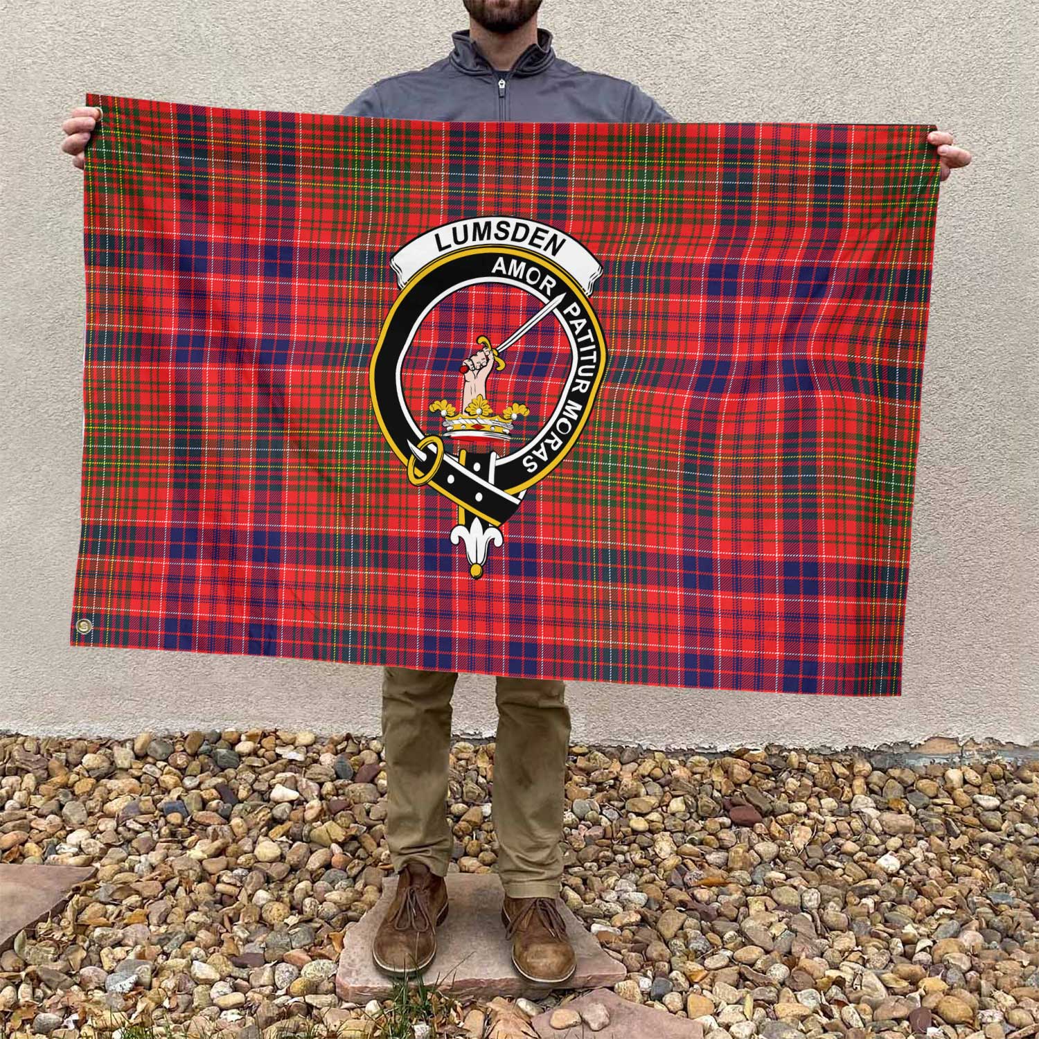 Clan Lumsden Tartan Flag Crest And Plaid Basic Style