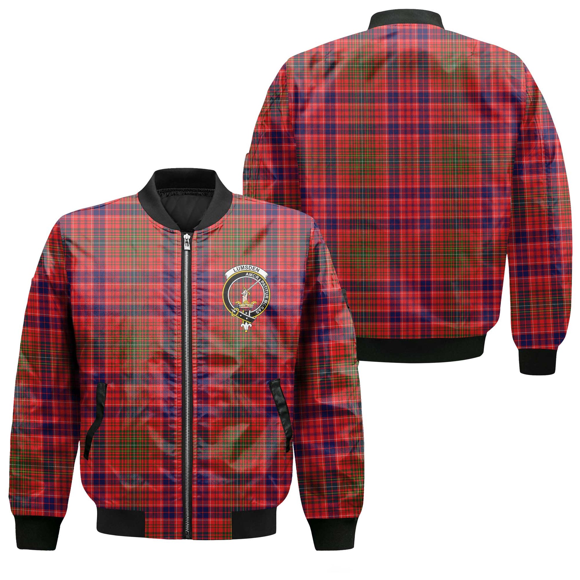 Clan Lumsden Tartan Men Bomber Jacket Crest And Plaid Basic Style