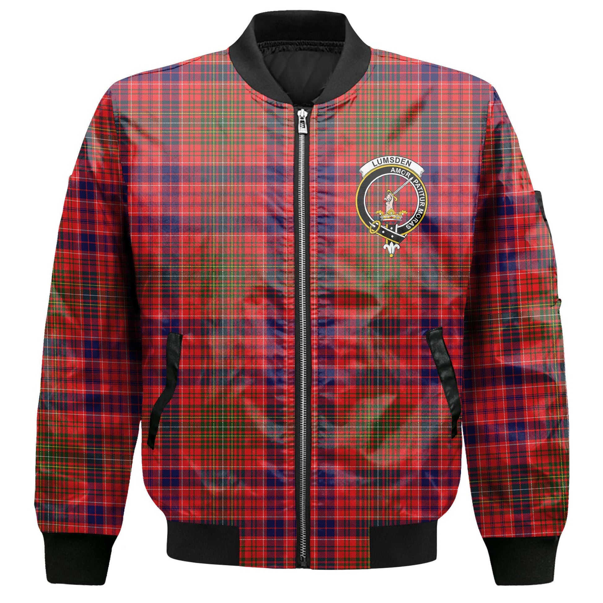 Clan Lumsden Tartan Men Bomber Jacket Crest And Plaid Basic Style